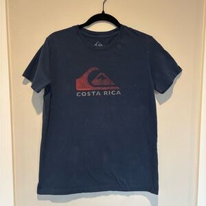 Vintage Quiksilver Costa Rica Men's Blue Graphic T-Shirt Small